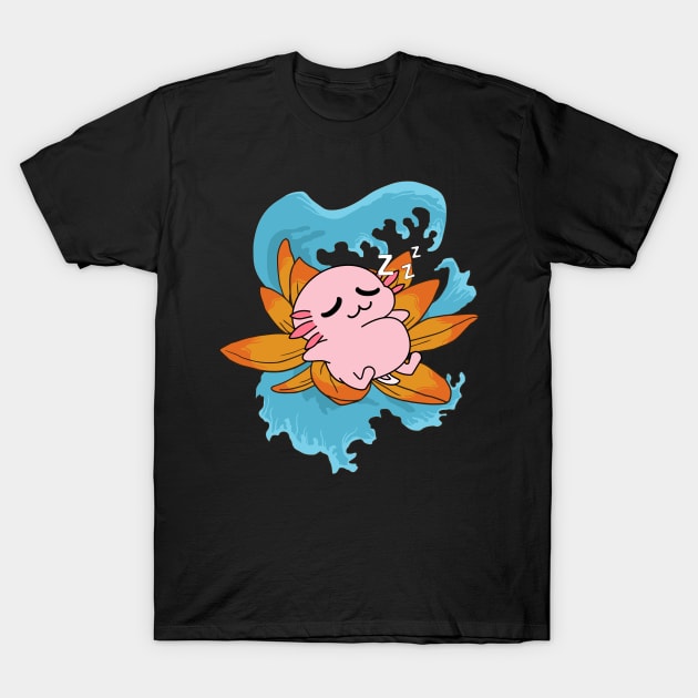 Anime Manga Axolotl Snaxolotl Kawaii Flower Axolotl Food T-Shirt by alcoshirts